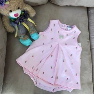 Carters Pink Embroidered Rose Sunsuit 9 Months NWT